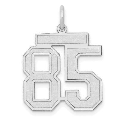 14K Weißgold Charm „Zahl 85“, mittelgroß, satiniert