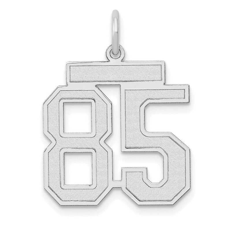 14K Weißgold Charm „Zahl 85“, mittelgroß, satiniert