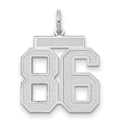 86er Charm mit satinierter Oberfläche, mittelgroß, 14K Weißgold
