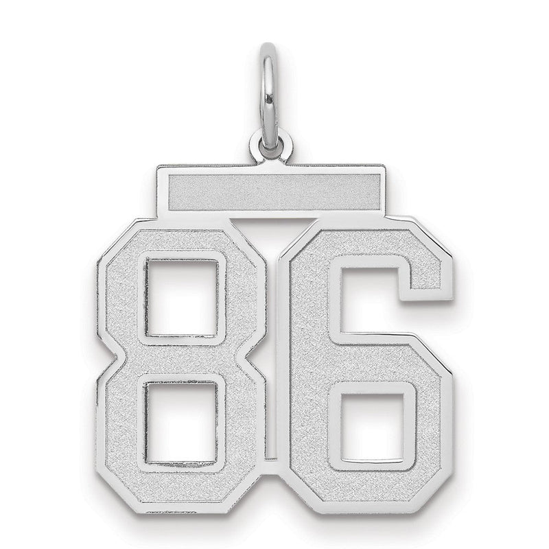 86er Charm mit satinierter Oberfläche, mittelgroß, 14K Weißgold
