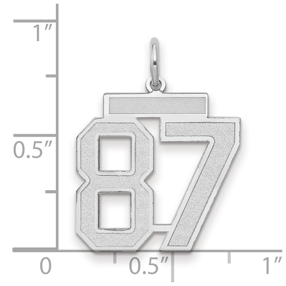 14K Weißgold Medium Satin Zahl 87 Charm