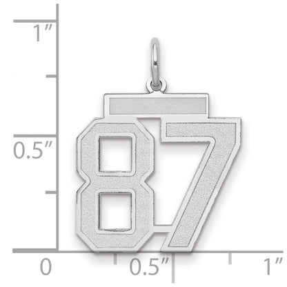 14K Weißgold Medium Satin Zahl 87 Charm
