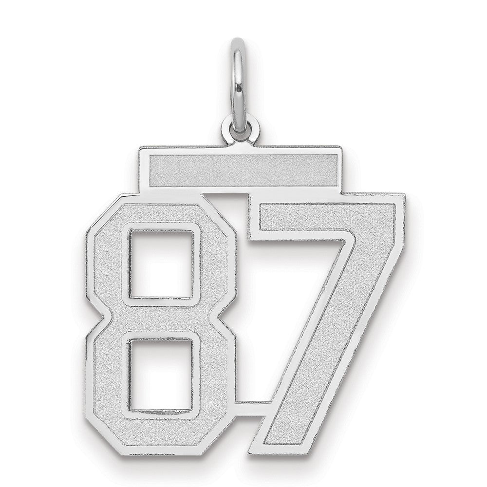 14K Weißgold Medium Satin Zahl 87 Charm