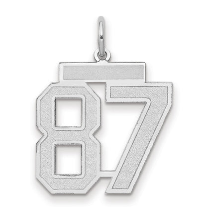 14K Weißgold Medium Satin Zahl 87 Charm