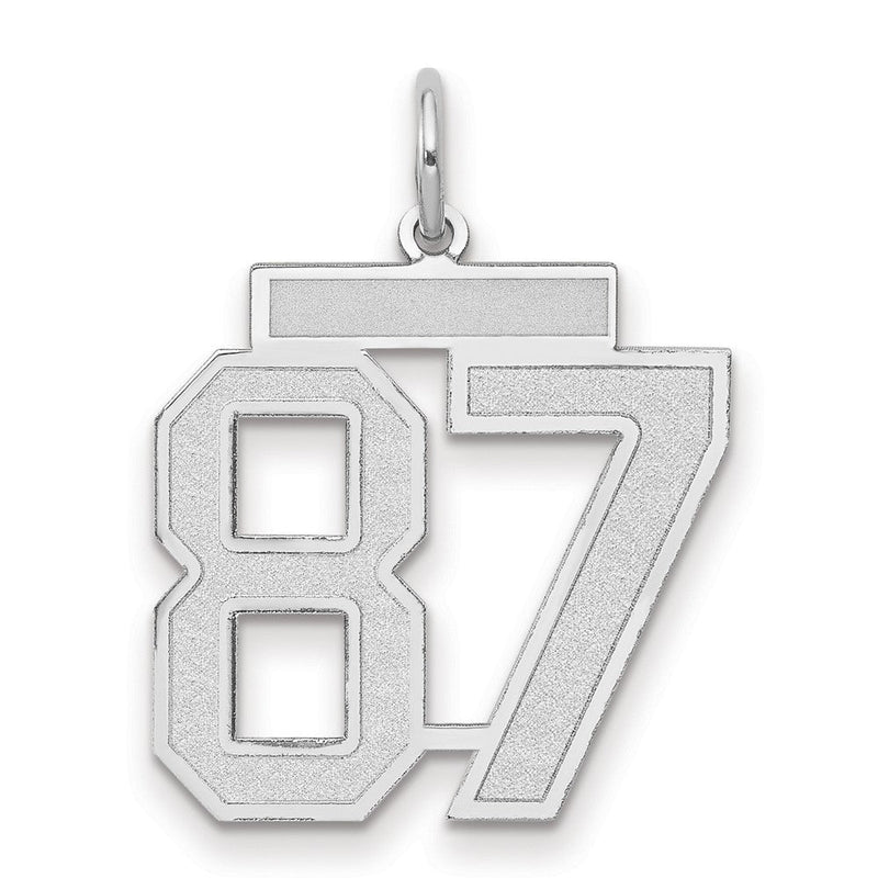 14K Weißgold Medium Satin Zahl 87 Charm