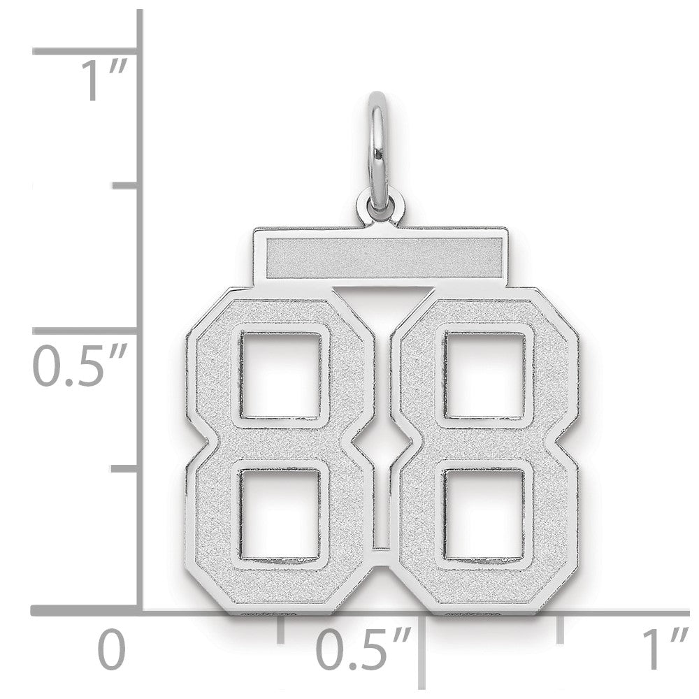 14K Weißgold Charm „Zahl 88“, mittelgroß, satiniert