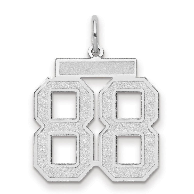 14K Weißgold Charm „Zahl 88“, mittelgroß, satiniert