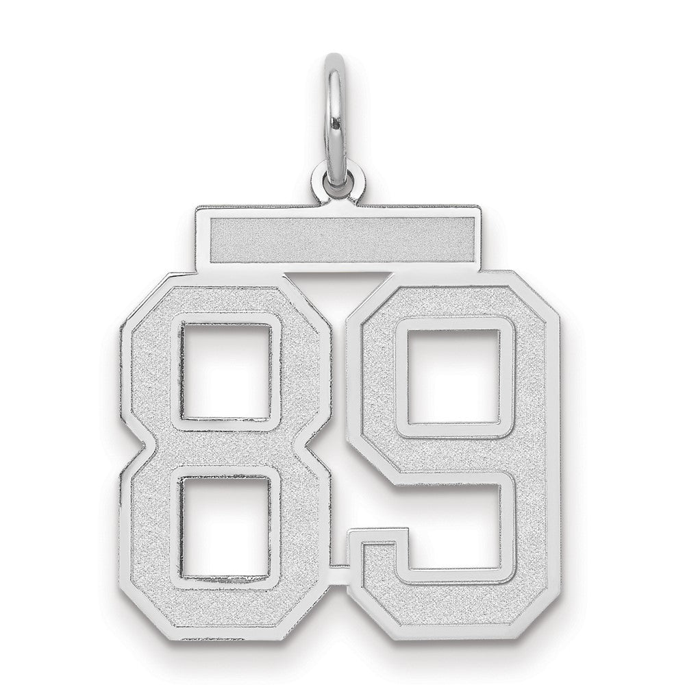 14K Weißgold Mittlerer Satin-Zahlen-Charm „89“