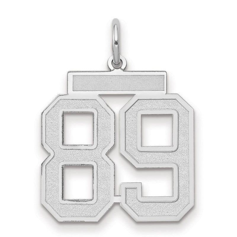 14K Weißgold Mittlerer Satin-Zahlen-Charm „89“