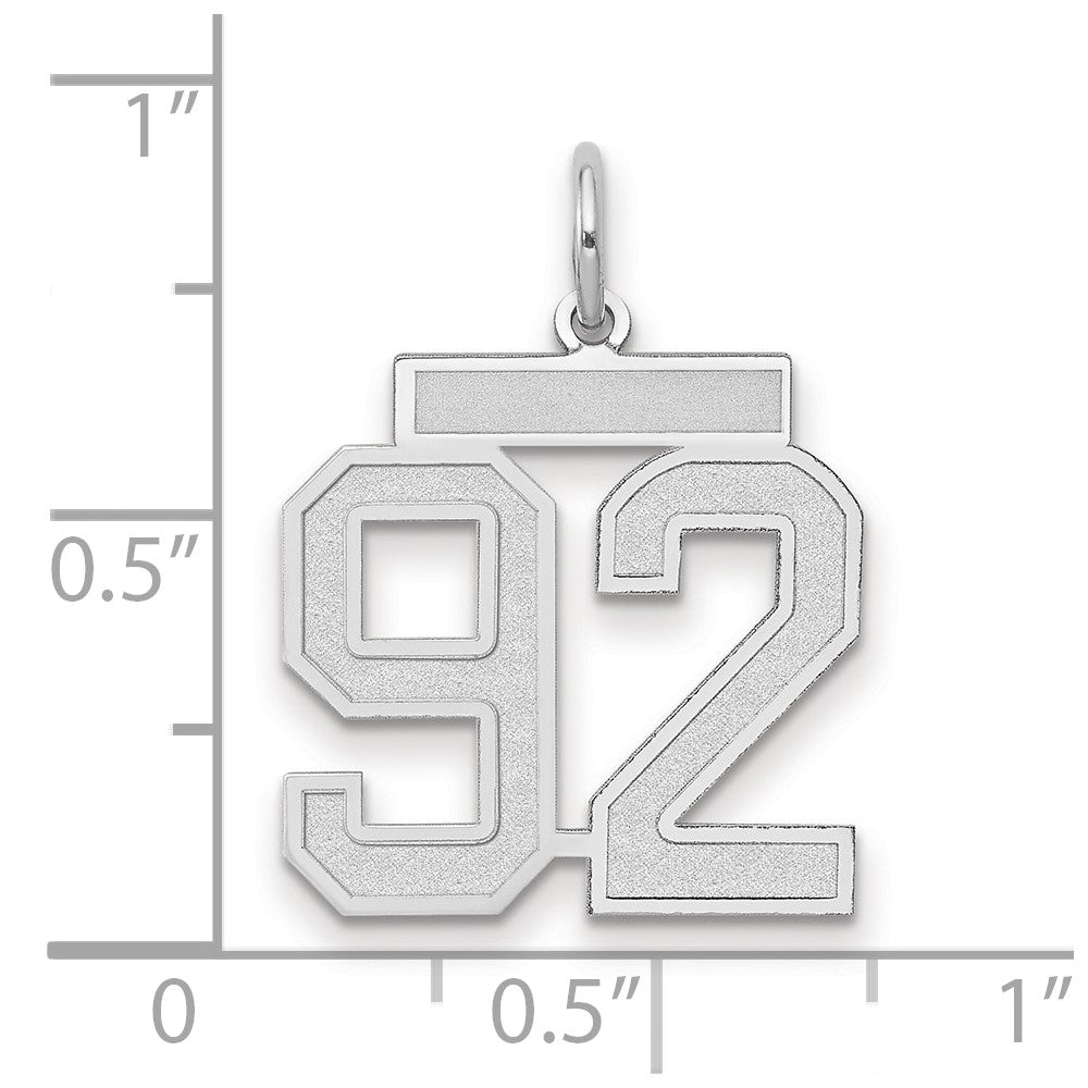 14K Weißgold Charm „Zahl 92" mittelgroß, satiniert