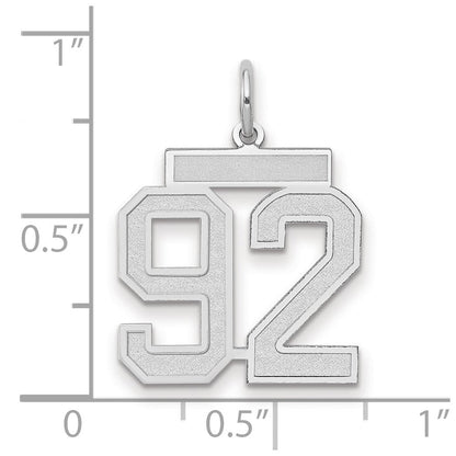 14K Weißgold Charm „Zahl 92" mittelgroß, satiniert
