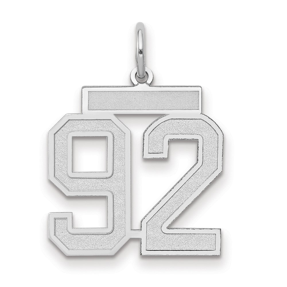 14K Weißgold Charm „Zahl 92" mittelgroß, satiniert