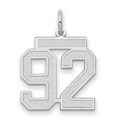 14K Weißgold Charm „Zahl 92" mittelgroß, satiniert