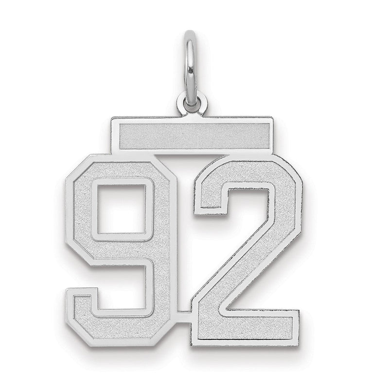 14K Weißgold Charm „Zahl 92" mittelgroß, satiniert