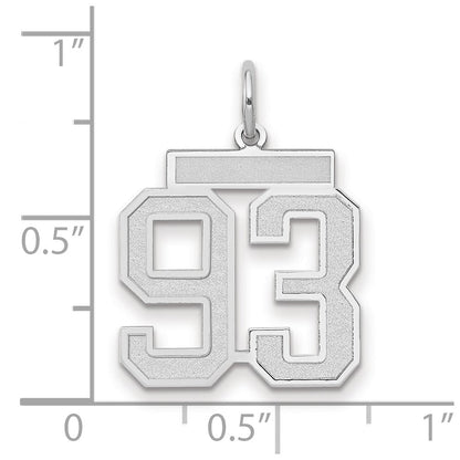 14K Weißgold Medium Satin Zahl 93 Charm