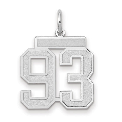 14K Weißgold Medium Satin Zahl 93 Charm