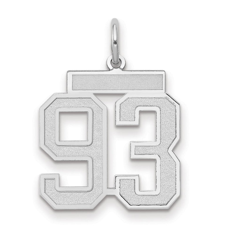 14K Weißgold Medium Satin Zahl 93 Charm