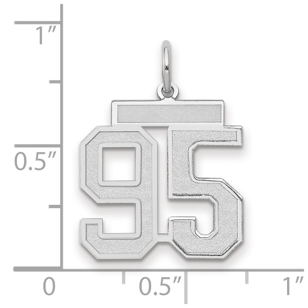14K Weißgold Charm „Zahl 95“, mittelgroß, satiniert