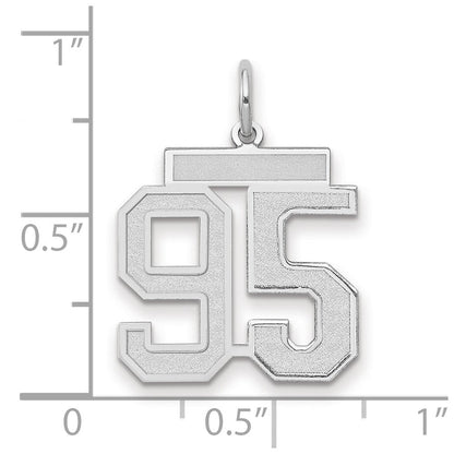 14K Weißgold Charm „Zahl 95“, mittelgroß, satiniert