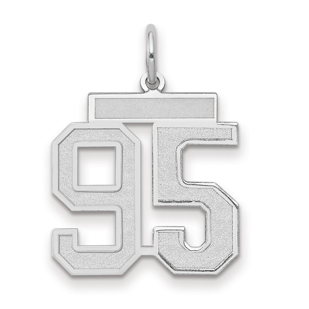 14K Weißgold Charm „Zahl 95“, mittelgroß, satiniert