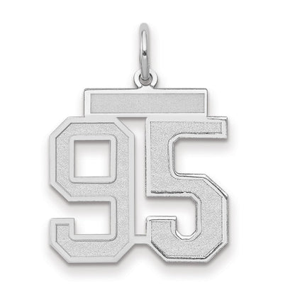 14K Weißgold Charm „Zahl 95“, mittelgroß, satiniert