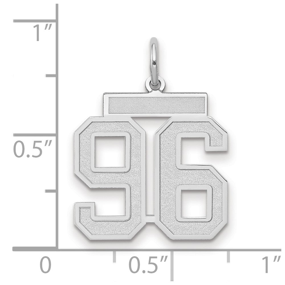14K Weißgold Mittelgroßer Satin-Charm Zahl 96