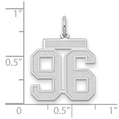 14K Weißgold Mittelgroßer Satin-Charm Zahl 96