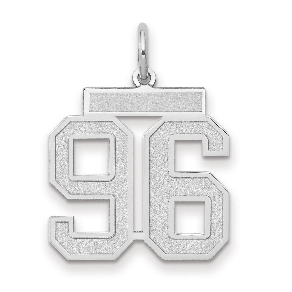 14K Weißgold Mittelgroßer Satin-Charm Zahl 96