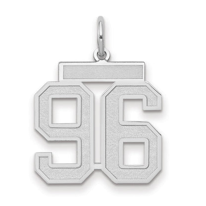 14K Weißgold Mittelgroßer Satin-Charm Zahl 96
