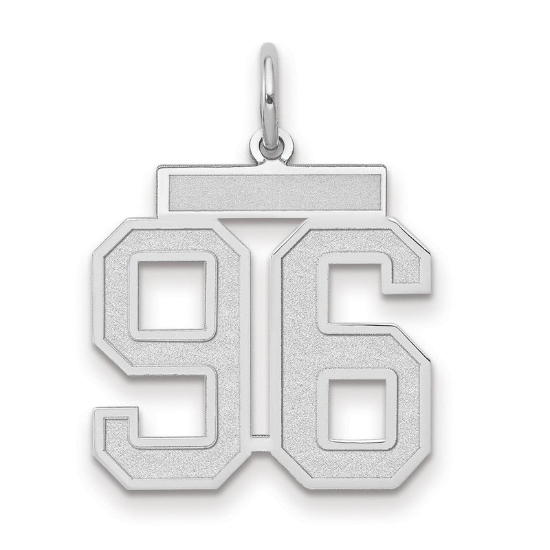 14K Weißgold Mittelgroßer Satin-Charm Zahl 96