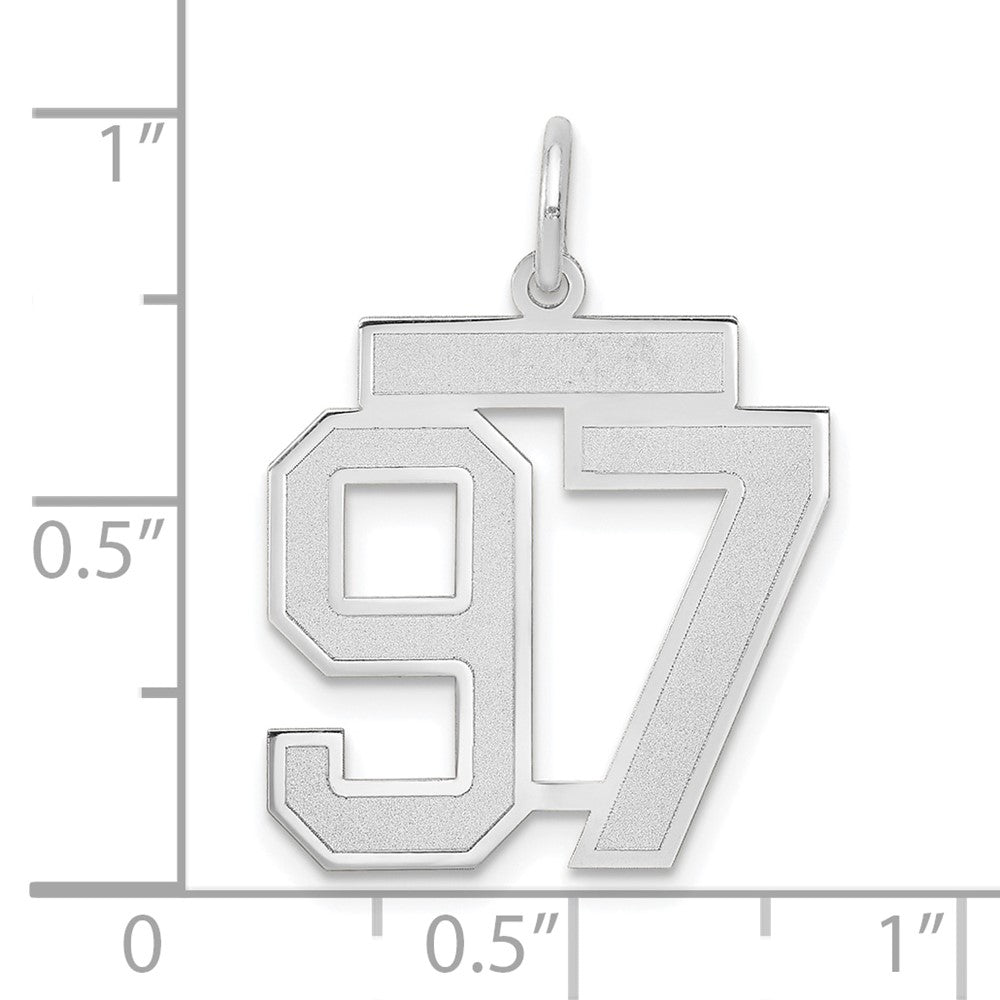 14K Weißgold Charm „Zahl 97“, mittelgroß, satiniert