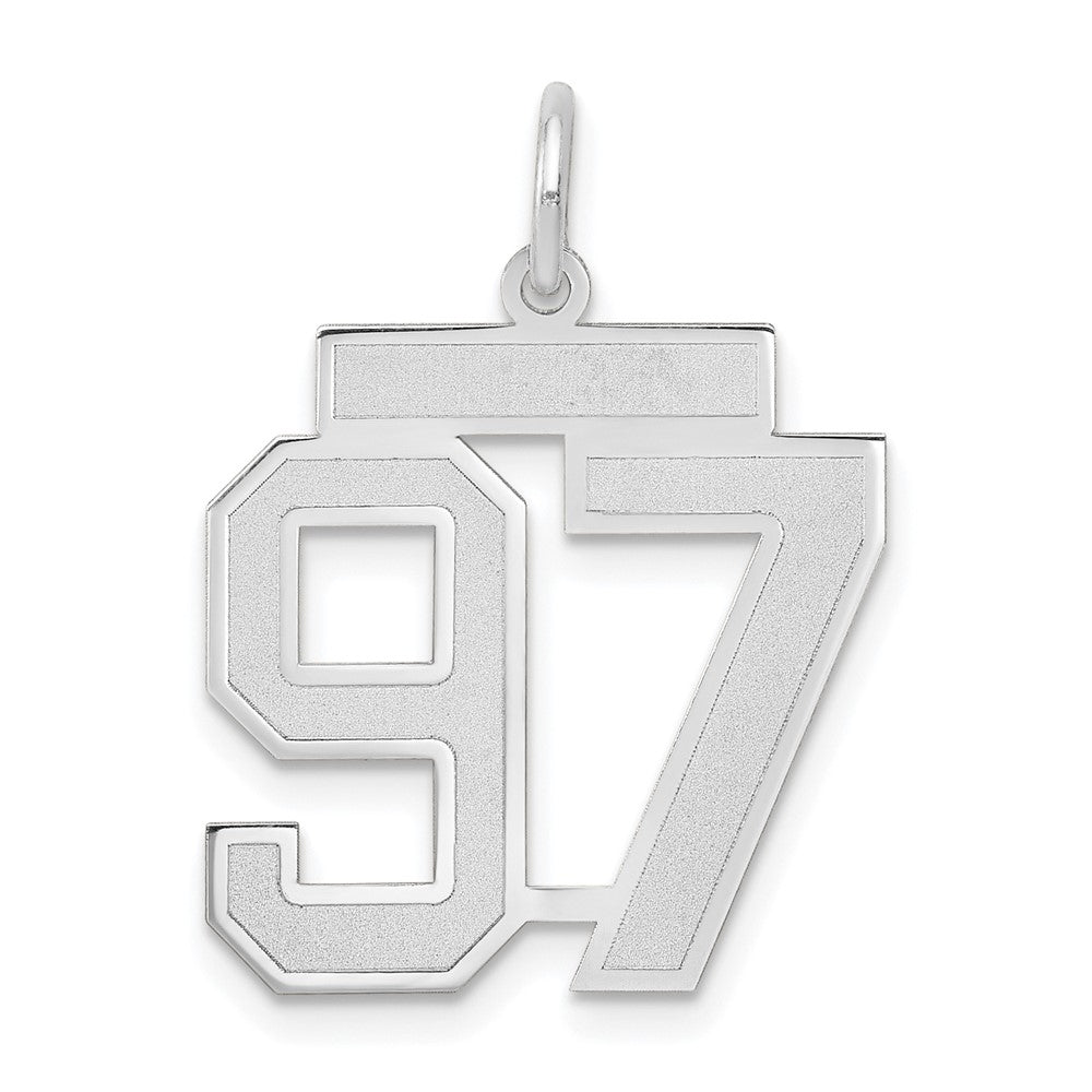 14K Weißgold Charm „Zahl 97“, mittelgroß, satiniert
