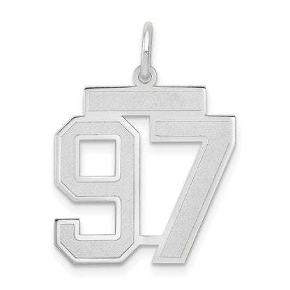 14K Weißgold Charm „Zahl 97“, mittelgroß, satiniert