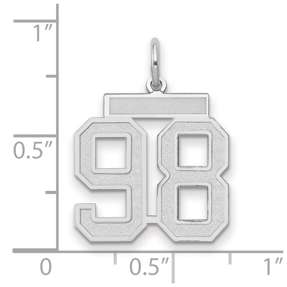 14K Weißgold Charm „Zahl 98“, mittelgroß, satiniert