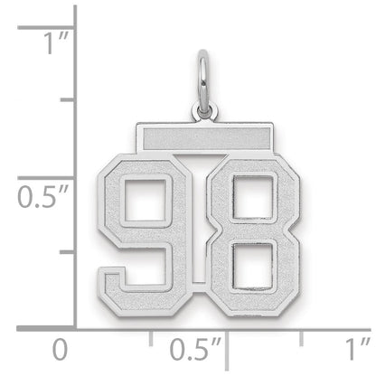 14K Weißgold Charm „Zahl 98“, mittelgroß, satiniert