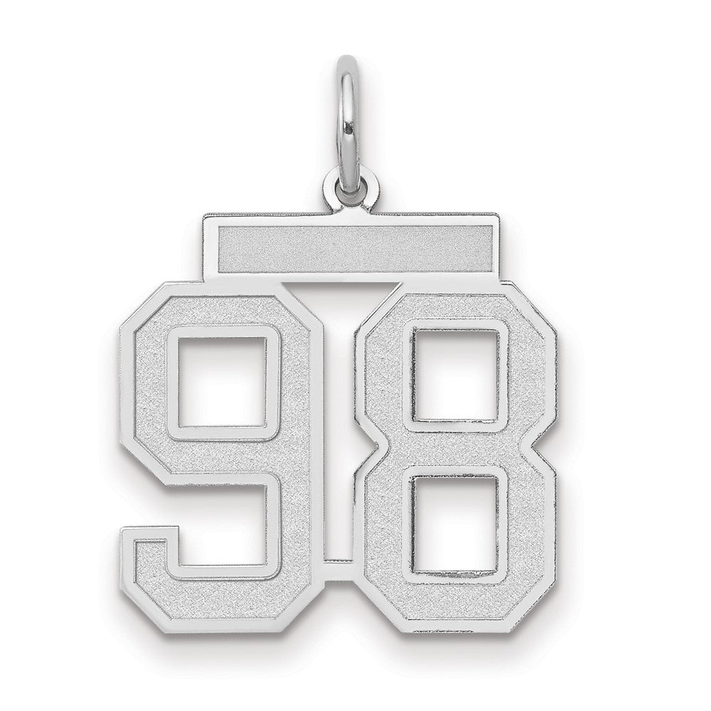 14K Weißgold Charm „Zahl 98“, mittelgroß, satiniert
