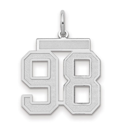 14K Weißgold Charm „Zahl 98“, mittelgroß, satiniert