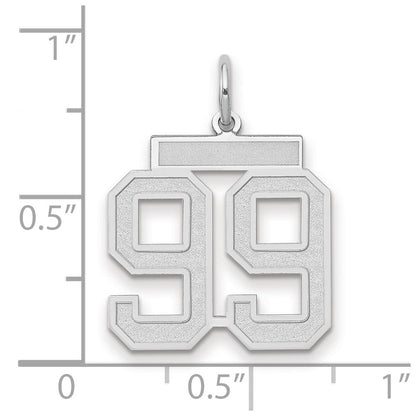 14K Weißgold mattierter Charm "Zahl 99", mittelgroß