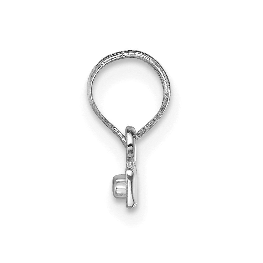 14K Weißgold 14kw Klein Gebürstet Diamantiert Zahl Oberteil Charm