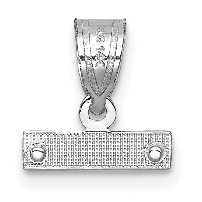 14K Weißgold 14kw Klein Gebürstet Diamantiert Zahl Oberteil Charm