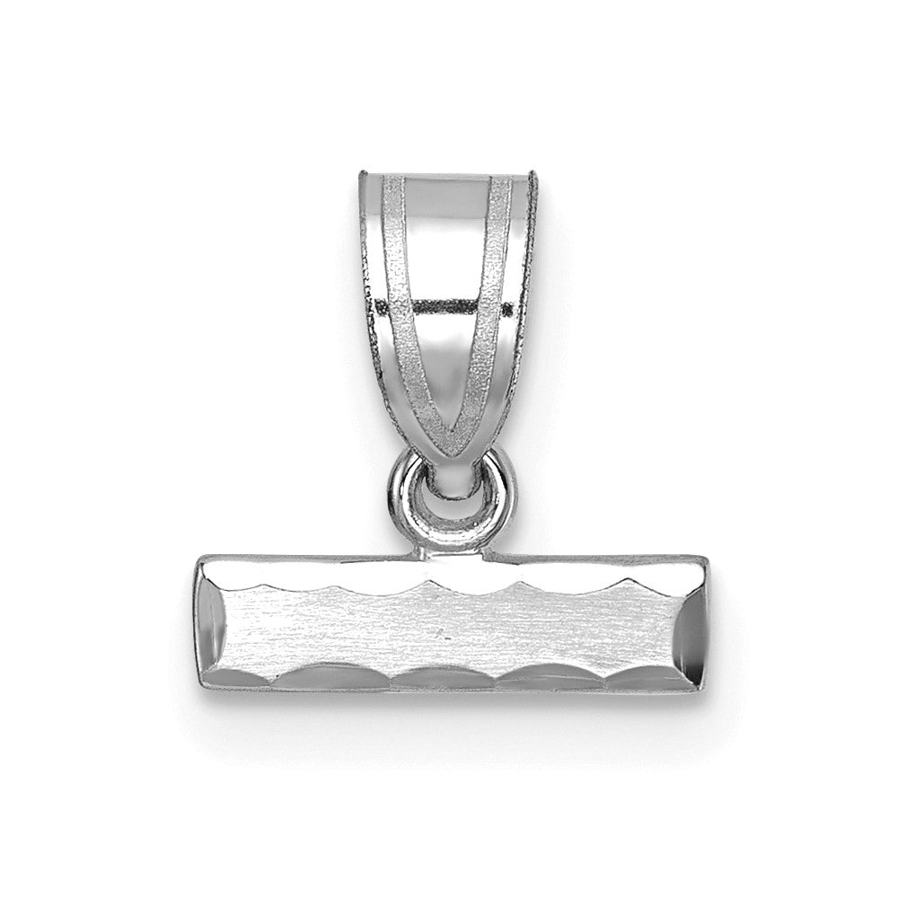 14K Weißgold 14kw Klein Gebürstet Diamantiert Zahl Oberteil Charm