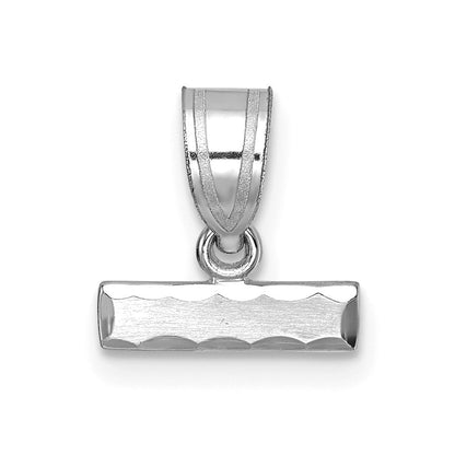 14K Weißgold 14kw Klein Gebürstet Diamantiert Zahl Oberteil Charm