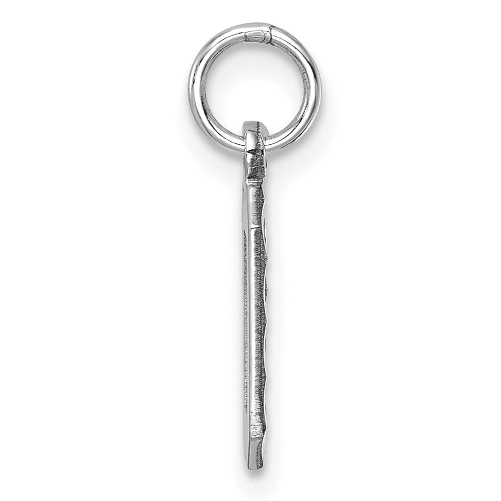 14K Weißgold 14kw Klein Gebürstet Diamantiert Zahl 0 Charm