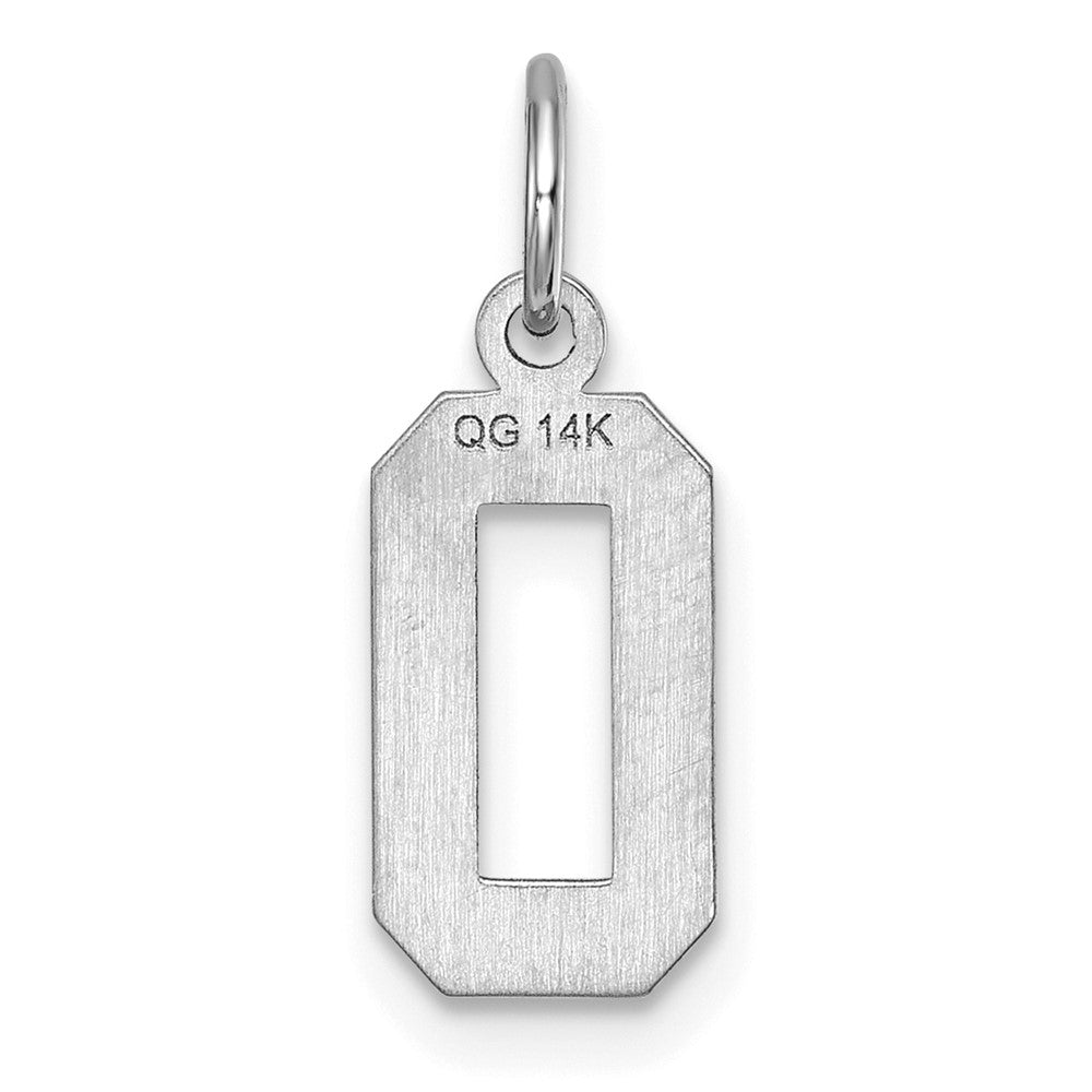 14K Weißgold 14kw Klein Gebürstet Diamantiert Zahl 0 Charm