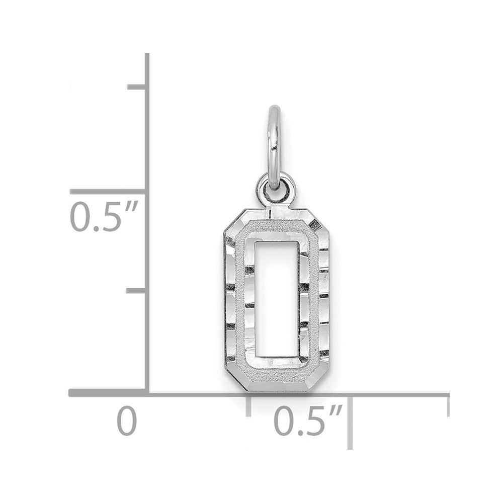 14K Weißgold 14kw Klein Gebürstet Diamantiert Zahl 0 Charm