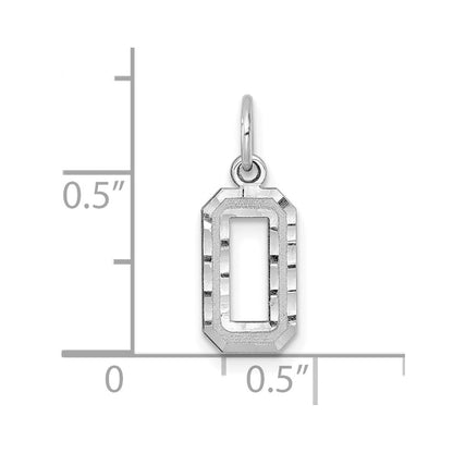 14K Weißgold 14kw Klein Gebürstet Diamantiert Zahl 0 Charm
