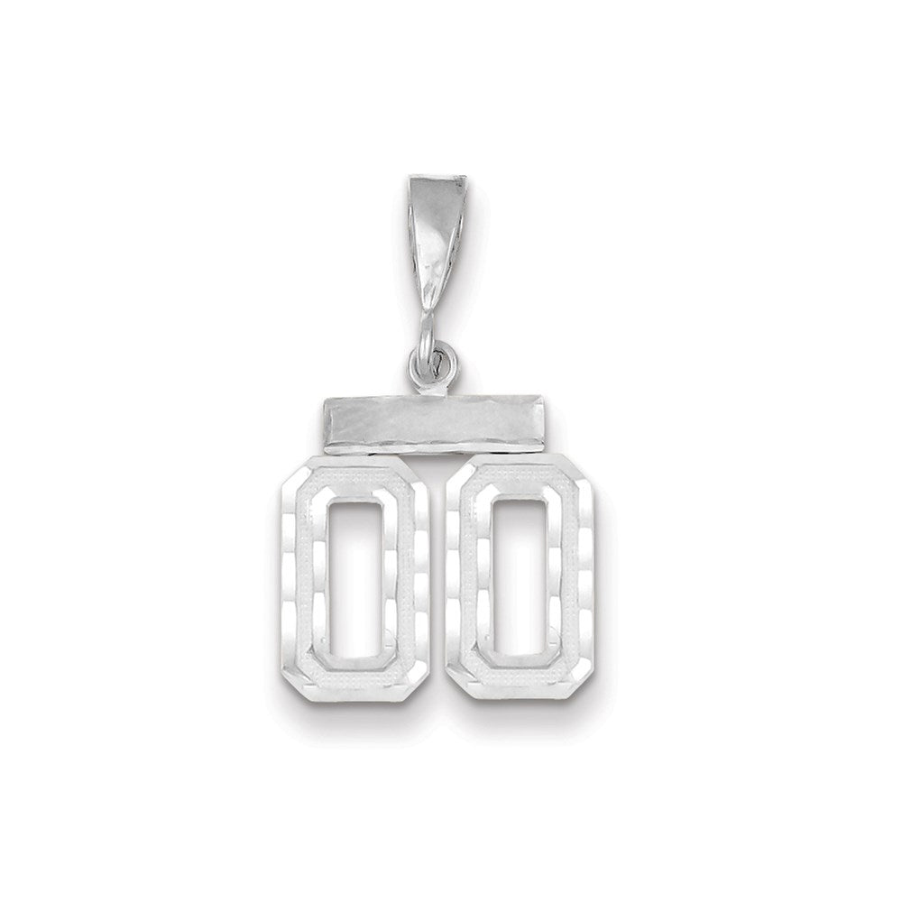 14K Weißgold 14K Weißgold Klein Diamantiert Zahl 00 Charm