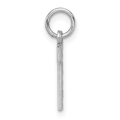 14K Weißgold 14kw Klein Gebürstet Diamantiert Zahl 1 Charm