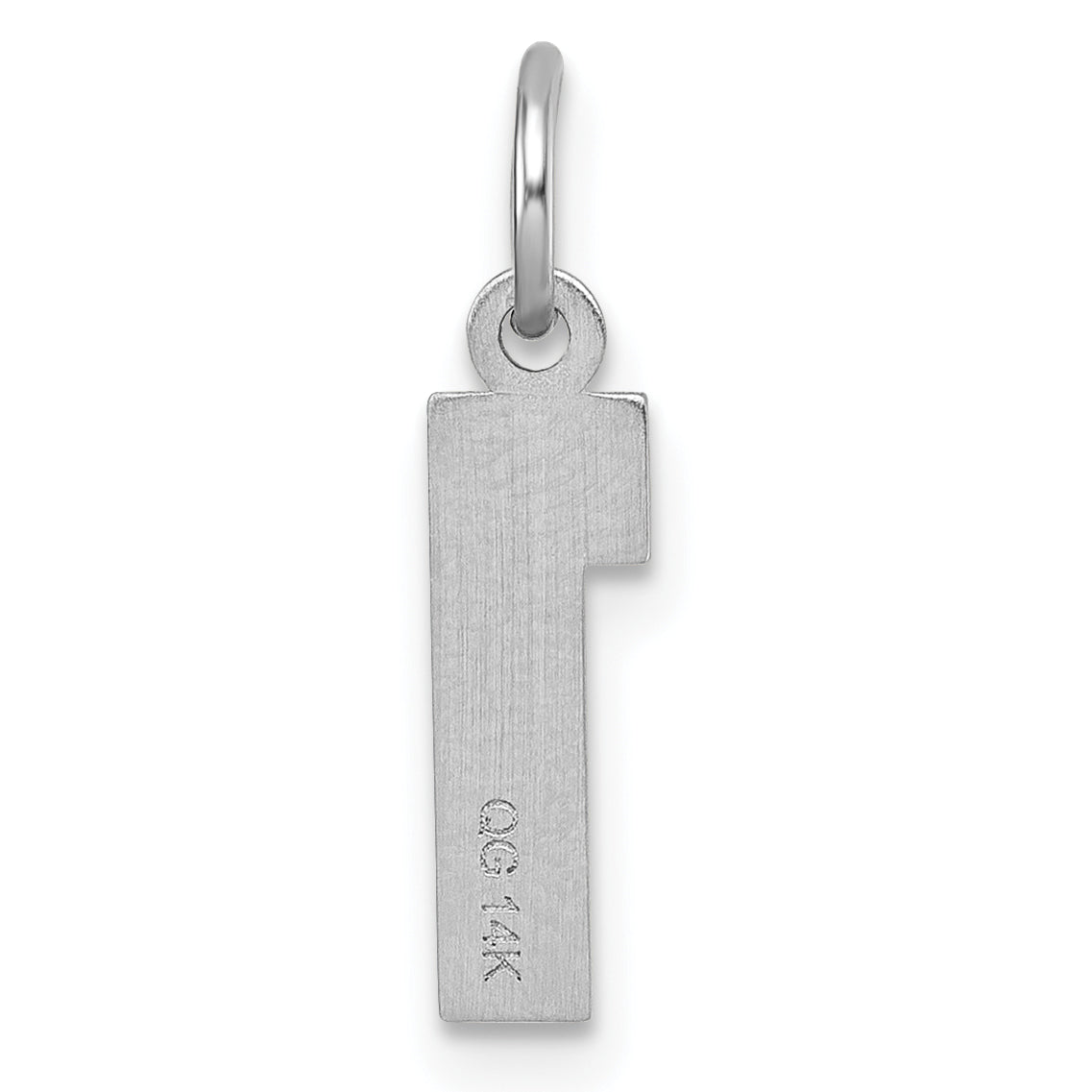 14K Weißgold 14kw Klein Gebürstet Diamantiert Zahl 1 Charm
