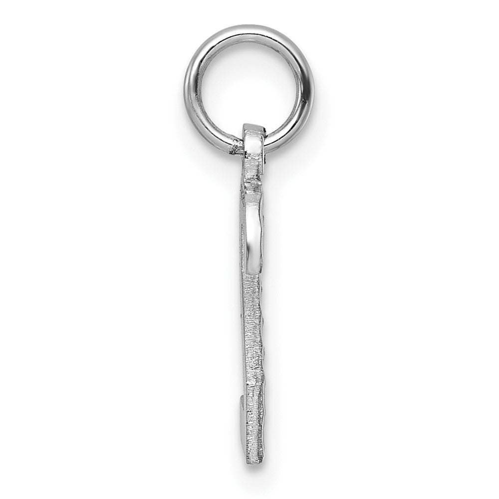 14K Weißgold 14kw Klein Gebürstet Diamantiert Zahl 2 Charm